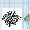BeYoutiful Wall Decor Decals with Hearts Girls Vinyl Lettering Stickers-Black