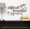 Inspirational Wall Quote Decals Difficult Roads, Beautiful Destinations-Chocolate Brown