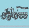 Boys Room Wall Stickers Tractor Wagon With Name Flag Farmer Decals