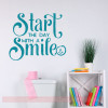 Inspirational Wall Quotes Start With A Smile Vinyl Stickers Class Decor Teal