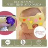 Cranial Helmet Band Decal Sticker Accessories Girls Name Hearts Stars — Colorful star-shaped decals on a child's helmet,