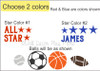 Cranial Helmet Band Decal Sticker Accessories Boys Sports Balls and Stars, 2-Color