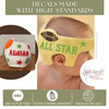 Cranial Helmet Band Decal Sticker Accessories Boys Sports Balls Stars — Brightly colored, die-cut letters and stars on a