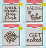 Stencil Sticker Decals for 12x12 Board Painting Parties, 4 pc — Four decorative wooden signs with various inspirational