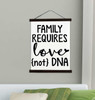 Black Wood & Canvas Wall Hanging, Adoption Quote Sign Requires Love Not DNA XLarge