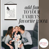 Wood & Canvas Wall Hanging, Nursery Go To Sleep Wall Art Baby Decor — Wooden-framed wall art with playful text, displayed in
