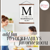 Canvas Wall Hanging, Monogram Last Name Est Date