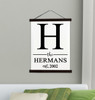 Wood & Canvas Wall Hanging, Monogram Last Name Est Date Custom Wall Art