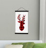 Black Wood & Canvas Wall Hanging, Buffalo Red Plaid Check Deer Holiday Wall Art 15x26 Large