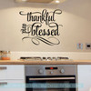 Kitchen Quotes Wall Art Thankful And Blessed Home Decor Wall Stickers-Black