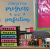 Inspirational Wall Quotes Decal Progress Not Perfection School Stickers-Traffic Blue