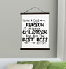 Wood & Canvas Wall Hanging Best Boss Ever Office Gift Wall Art Sign