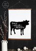 X-Large: 23x30 - Wood & Canvas Wall Hanging, Home Where Herd Is Cow Farm Wall Art