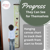 Wood Topped  Farm Animals Height Ruler Canvas Growth Chart Sign — Hanging canvas growth chart with colorful animal