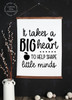 Wood, Canvas Wall Hanging Teacher Wall Sign Big Heart Shape Little Minds XLarge