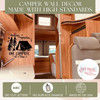 Camper Wall Art Decal Making Memories One Campsite Sticker Decor Quote — Wooden camper interior with a wall decal featuring