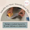 Sensory Path Leap Frog Logs Vinyl Sticker Decals School Hallway Floor 25pc — Hands applying a yellow tool to a smooth