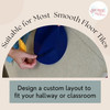 Sensory Path 8-Inch Polka Dot Stickers Vinyl Decals School Hallway Hop — Hands placing a blue circular mat on a smooth floor