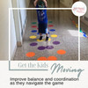 Sensory Path 8-Inch Polka Dot Stickers Vinyl Decals School Hallway Hop — Colorful floor circles in a school hallway,