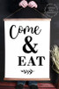 Wood Canvas Wall Hanging Kitchen Art Decor Come & Eat Farmhouse Sign XLarge