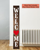 Decal Sticker for Tall Wood Sign Vertical Welcome with Heart Porch Art- 6ft sign in White and Red