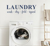 Laundry Room Decal Quotes Wash Dry Fold Repeat Letter Wall Decor Sticker Deep Blue