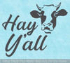 Cow Art Wall Decal Hey Y'all Vinyl Decor Sticker Lettering for Farm Home
