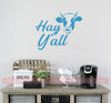 Cow Art Wall Decal Hey Y'all Vinyl Decor Sticker Lettering for Farm Home-Bayou Blue