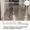 Sensory Path Floor Decals School Hallway Hopscotch Alphabet Letter Diamond — Colorful floor game mats arranged in a school