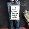 Canvas Wall Hanging with Wood Kitchen Sign Art Psst I Licked the Spoon- 9x15 Size