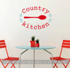 Country Kitchen Spoon Laurel Wreath Wall Art Decal Sticker Word Quotes-Red, Beach House