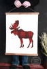 Canvas Wall Hanging Wood Buffalo Plaid Elk Woodland Nursery Decor Sign- 19x24 Inch