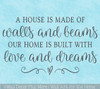 Home Decor Wall Decal Sticker House Walls Beams Home Love Dreams Quote
