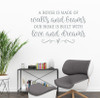 Home Decor Wall Decal Sticker House Walls Beams Home Love Dreams Quote-Storm Gray