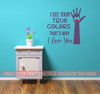 Autism Wall Decor Quote Decal Sticker See Your True Colors Hand Heart-Plum/ Cherry Red