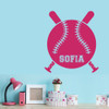 Baseball with Name Custom Lettering Wall Art Sticker Kids Room Decal-Hot Pink