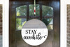 Decal for Circle Wood Sign Stay Awhile Art Letters Stencil or Sticker-Black