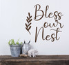 Decal for Round Wood Sign Bless Our Nest Art Letters Stencil, Sticker ChocBrown