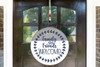 Decal for Round Wood Door Sign Family Friends Welcome Stencil or Sticker on wood -Deep Blue