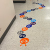 Sensory Path Floor Decal Stickers Caterpillar Numbers School Activity orange plum silver blue