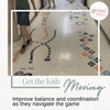 Sensory Path Floor Decal Stickers Follow Path Shapes School Hallway — Colorful floor game layout with various shapes and