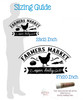 Farmers Market Open Daily Rooster Vegetable Art Wall Decal Sticker sizing