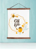Wood Canvas Wall Hanging Cute Can Bee Honey Floral Kids Nursery Sign 19x24 inch