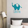Elephant Wall Decal With Name Vinyl Lettering Sticker Nursery Decor Art Teal