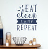 RV Decor Eat Sleep Camp Repeat Camper Wall Art Decal Sticker Quote DeepBlue
