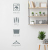 Laundry Room Wall Decal Wash Dry Fold Repeat Matte Storm Gray