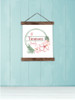 Wood, Canvas Sign Family Name Wall Hanging with Floral, Ferns - 12x14.5