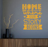 Wall Art Sticker Home Where Our Story Begins Vinyl Decal Decor Quote Honey on dark wall
