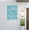 Beach Rules Vinyl Wall Art Quote Decal Sticker Words-Teal