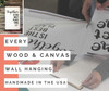 Hanging Canvas Art Hello November Fall Decor Wall Print — Hand cutting wood and canvas wall hanging in a crafting setting